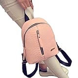 Creazy Women Leather Backpacks Schoolbags Travel Shoulder Bag (Pink)