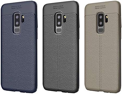 AHAI Premium Leather Texture Series Shockproof Camera Protection Soft TPU Back Case Cover for Samsung Galaxy S9 (Grey)