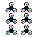 LED Glow Premium Fidget Focus Spinner Toy for Stress Relief, ADHD, Anxiety & Rave/EDM (6 Pack - Black)