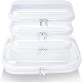 WELPIRT 4 pcs Clear Zipper Pouches,Hard Shell Zipper Case, Toiletry Bag for Travel, CLear Diaper Bag, Toiletry Pouch, Travel Organizer, Cosmetic Bag,Toy Storage Bins (M+3S)