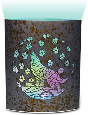 COTA Global LED Color Changing Night Light Lamp, Decorative Lantern On/Off Switch Battery Soothing for Kids Bedroom Desk Ornament Nursery Wall Tabletop, Indoor Outdoor Portable 5 Inch - Wolf