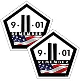 Remember 911 #02 -2 pack sticker #FS286 Decal World trade center memorial patriotic USA vinyl