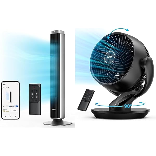 Amazon.com: Dreo Tower Fan Smart Voice Control, 25 DB Quiet DC Portable  Bladeless Fan, Compatible with Alexa u0026 Table Fans for Home Bedroom, 9 Inch  Quiet Oscillating Floor Fan with Remote, Air