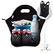 Nordic By Nature Big Insulated Extra Large Neoprene Lunch Box Tote Bag Set: Tote + Bottle Sleeve +2 Can Insulators | 13,5” | Reusable | Washable | Great for Lunchbox & Snacks | Black Metal Design