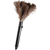 FeelfunFeather Retractable Feather Duster-Genuine Ostrich Feathers,Anti-Static,Reusable Eco-Friendly Handheld Cleaning for Keyboard,Home,Car,Office(10 to 15 Inches) 1 Pack