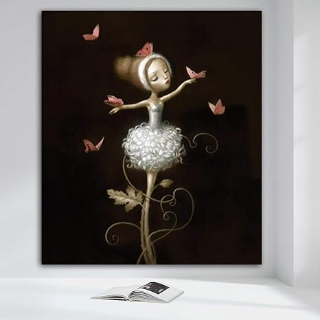 Amazon 大きいサイズのダンスガール蝶油絵キャンバス絵画ポスター印刷壁アート写真リビングルームの家の装飾 60x80cmフレームなし ウォールステッカー オンライン通販