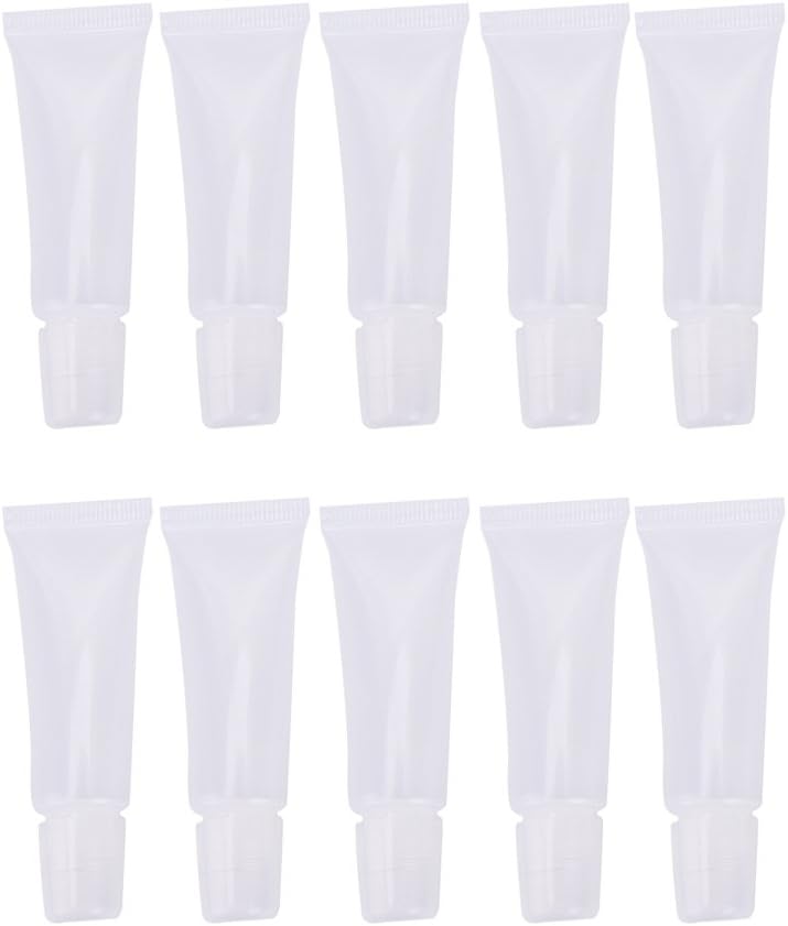 10 Pcs 8ml/0.3 oz Empty Tubes Clear Cosmetic Containers Travel Bottle Empty Container Refillable Plastic Tubes for DIY Lip Gloss Tube