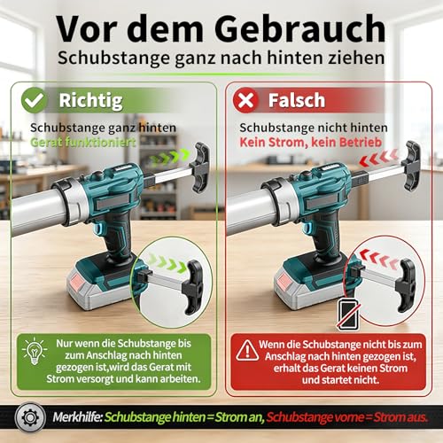 ELESKY Battery Cartridge Gun 18 V, Compatible with Makita 18 V Batteries, Electric Cartridge Gun with Anti-Drip, LED Light, 4 Speeds, Silicone Gun Battery for 300-310 ml Cartridges, without Battery