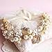 Wedding Bridal Flower Crystal Pearl Gold Hair Accessories Headband Crown Tiara Jewelry