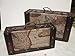 Set of 2 Old World Map Wooden Suitcase Trunk Box