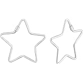925 Sterling Silver Star Shaped Hoop Earrings, Sold as a Pair