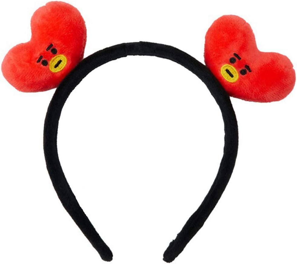 Portable Mini Elastic Hair Band Cartoon Plush Headband Hair Hoop Band for Women and Girls (Heart)