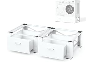 FAMIROSA 2 Pack Washer and Dryer Pedestals with Drawer, 28'' Laundry Pedestal Risers for Washer and Dryer, Heavy Duty Washing Machine Stand Base, Universal Fit 700lbs Capacity, ‎28.4 x 29.2 x 14.4 inch, White
