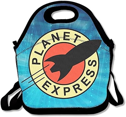 ZengJianSm Planet Express Insulated Lunch Bag With Zipper,Carry Handle And Shoulder Strap For Adults Or Kids Black