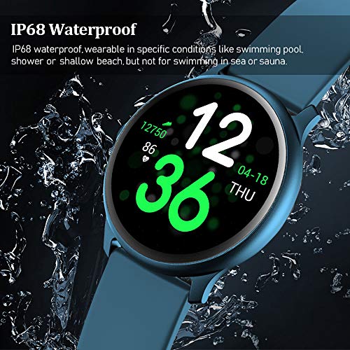 Evershop Smart Watch with Heart Rate Monitor Compass for Men Women, IP68 Waterproof Fitness Tracker with Sleep Tracker Pedometer Compatible for Android Phones&iPhone (Marina Blue)