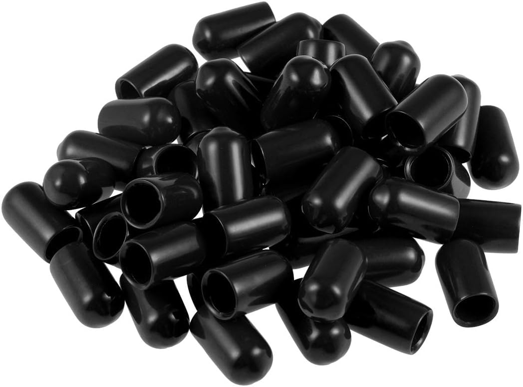 MACHSWON 50pcs Rubber End Caps 7.5mm ID, Vinyl Round End Cap Cover Screw Thread Protectors Tube Bolt Cap for protection of Screws Tubes Cables Wires, etc