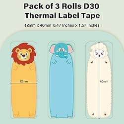 Phomemo D30 Label Maker Tape, Black on Animals