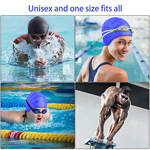 image for Yostyle Swim Cap, Silicone Swimming Caps for Long Hair - 3D Ergonomic 