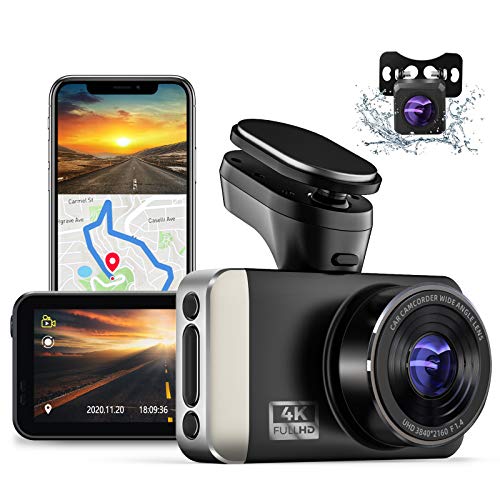 JOMISE 4K Ultra HD Dual Dash Cam with Builtin WiFi GPS, 2K &1080P