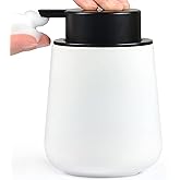 Bosilunlife Foam Soap Dispenser - 12Oz Matte White Ceramic Foaming Hand Soap Dispenser for Bathroom Refillable Liquid Kitchen Dish Hand Wash Dispenser Modern