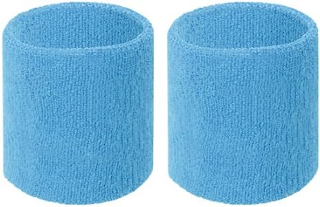 Happywendy Colorful Cotton Sport Wristband for Men and Women - 3" Athletic Terry Cloth Sweatband in Neon Colors - Wrist Sweat Band for Tennis, Basketball, Running, Gym (1 Pair) (Sky Blue)