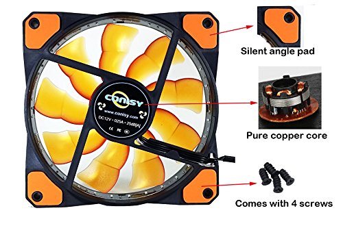 image for 120mm pc case cooling fan,CONISY gaming 120 mm super silent rgb comput
