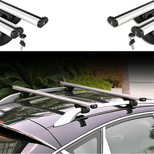 Yuanshikj 54" Universal Aluminum Locking roof Top Rack Cross Bars car Luggage roof Racks Adjustable Window crossbars Cargo Carrier Storage Rooftop (54 inch)
