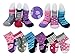 6 Pairs Non Skid Dress Socks Toddler Baby Girls Multicolored Pre Walking Socks Ankle Slippers Shoe Socks For 12-24 Months