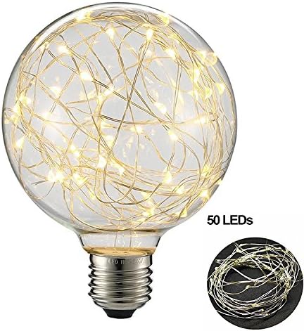 G95 LED Globe Bulb Vintage Edison,Lee Lighting 3 Watt E27 Base 300LM Antique Filament Globe Spiral Design LED Lights for Christmas Home Party Wedding Bars Decoration - Warm White