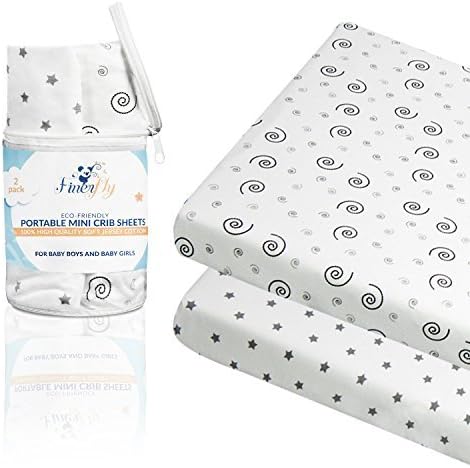 Premium Pack n Play Sheets | Unisex Hypoallergenic Portable Crib Cover | Set of Two | Jersey Cotton 24x38 inch + Digital Guide with Tips for a Healthier Family Lifestyle