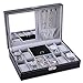 BASTUO Watch Box, 8 Jewelry Box Watch Display Case Organizer Jewelry Trey Storage Box Black PU Leather with Mirror and Lock