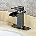 Senlesen Oil Rubbed Bronze Waterfall Spout Bathroom Sink Vessel Vanity Faucets Lavatory Mixer Tap Single Handle with 6 Inch Cover Plate