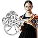 VIEEL Elegant Modern Simple Design Women's Triple-ring Diamante Metallic Silk Scarves Clip Scarf Ring Chiffon Buckle (silver)