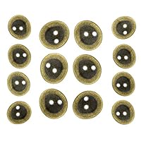 Bezelry Asymmetrical Oval Antique Brass Metal Blazer Button Set. 6 Pcs of 22mm, 8 Pcs of 17mm