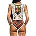 Women's African Tribal Print Bikini High Cut Monokini One Piece Swimsuit Backless Swimwear