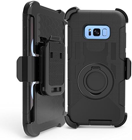 For Samsung Galaxy S8 Plus Case, Nalha Heavy Duty Shockproof Hard Resistance Protective Phone Cover with 360 Degree Swivel Ring Belt-Clip Kickstand For Samsung Galaxy S8 Plus (Black S8 Plus)