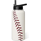 Hqhzaha Baseball Water Bottle 32oz Insulated Sports Water Bottles Baseball Gifts for Men Women Gift for Coach Lovers Fan Players Stuff Accessories for Boys Girls