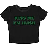 Kiss Me I'm Irish Graphic Cropped T-Shirt Y2k St Patricks Day Crop Top