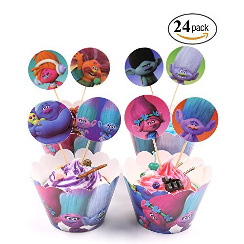 Trolls Party Supplies Cupcake Toppers and Wrappers Decorations