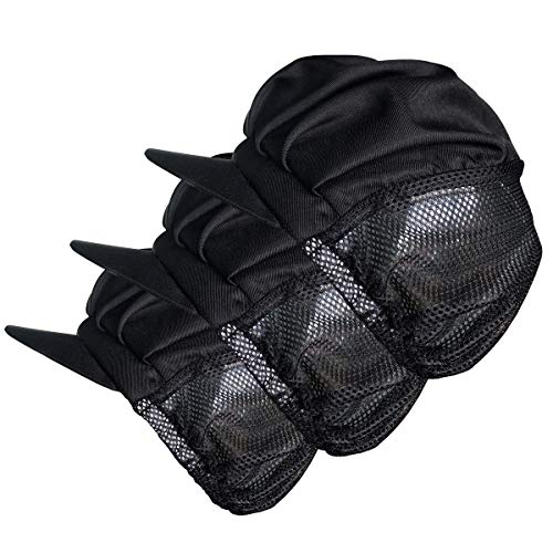 Adjustable Chef Cap Elastic Cooking Hat Food Service Hair Nets Mesh Kitchen Net Reusable Restaurant Bouffant (Large, Brim Black)