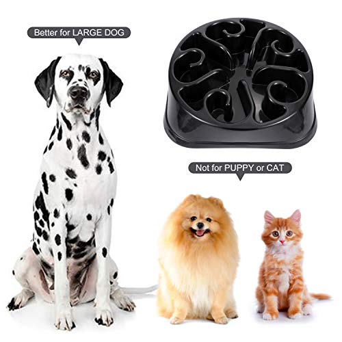 JASGOOD Large Dogs Bowl,Fun Slow Feeder Dog Bowl,Anti-Gulping Dog Slow Feeder Stop Bloat,Eco-Friendly Durable Big Pet Bowl(A-Black)