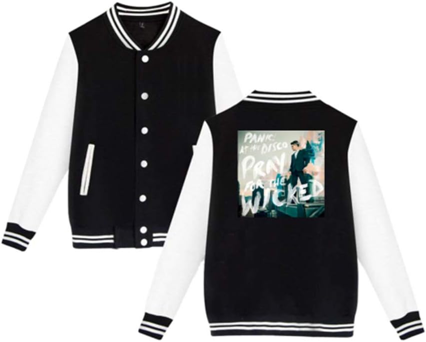 Panic at The Disco Women's Baseball Jacket Uniform Hoodie Sweatshirt Sweater Tee (Black7, M)