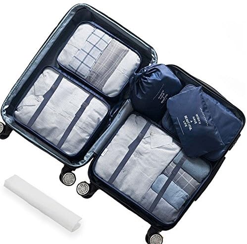 Lonew 7Pcs Packing Cubes, Travel Luggage Packing Organizers - Multi-functional Clothing Sorting Packages