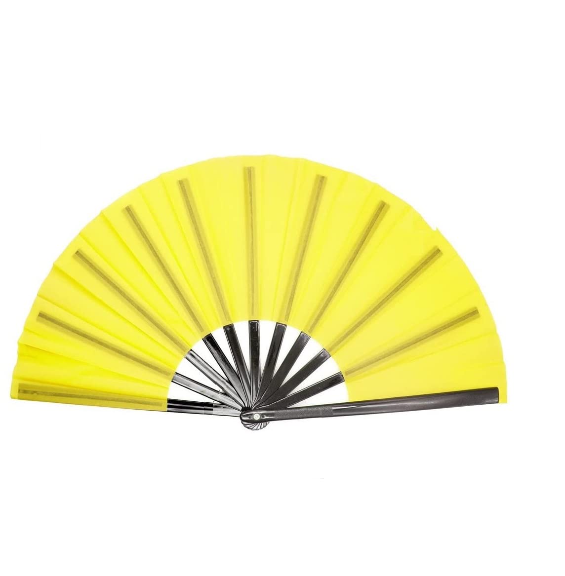 1SourceTek Large Folding Fan Nylon Cloth Handheld Folding Fan Chinese Kung Fu Tai Chi Fan Decoration Fold Hand Fan for Party Favors (Yellow)