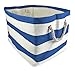 DII Durable Woven Striped Storage Bin Collapsible with Soft Rope Handles Reinforced with Metal Grommets, Large, 17x12x12, Blueberry