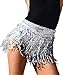 Yollmart Women's Sequins Tassel Skirts Shorts Booty Dance Festival Bottoms (US, Alpha, Medium, Regular, Regular, Silver)