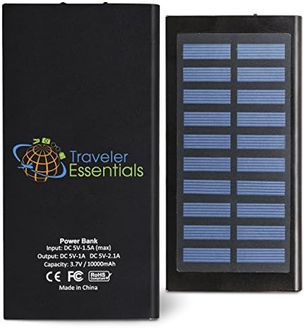 Portable Solar Charger with Removable Logo: Sophisticated, Lightweight, 10000 mAh Capacity, 2 USB Port for iPhone, Android, Tablet. Perfect for Eco Travel