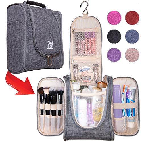 Boacay Premium Hanging Travel Toiletry Bag for Women and Men | Hygiene Bag | Bathroom and Shower Organizer Kit with Elastic Band Holders for Toiletries