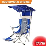 Raise Your Game RYG Folding Camping Chair Set, Portable Outdoor Reclining Camp Chairs, Heavy Duty Lightweight Lounge Beach Chair with Adjustable Shade Canopy