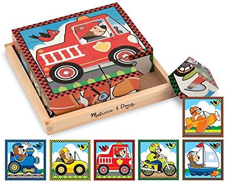 Melissa \u0026 Doug Vehicles木製キューブパズ 